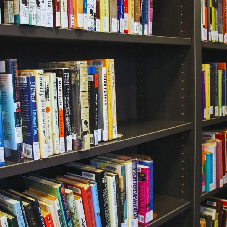 Library books on a shelf