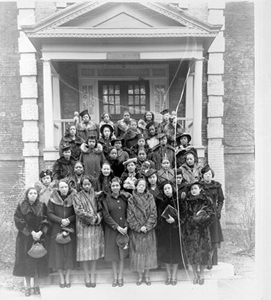 A group of students from the early days in Shaw's history