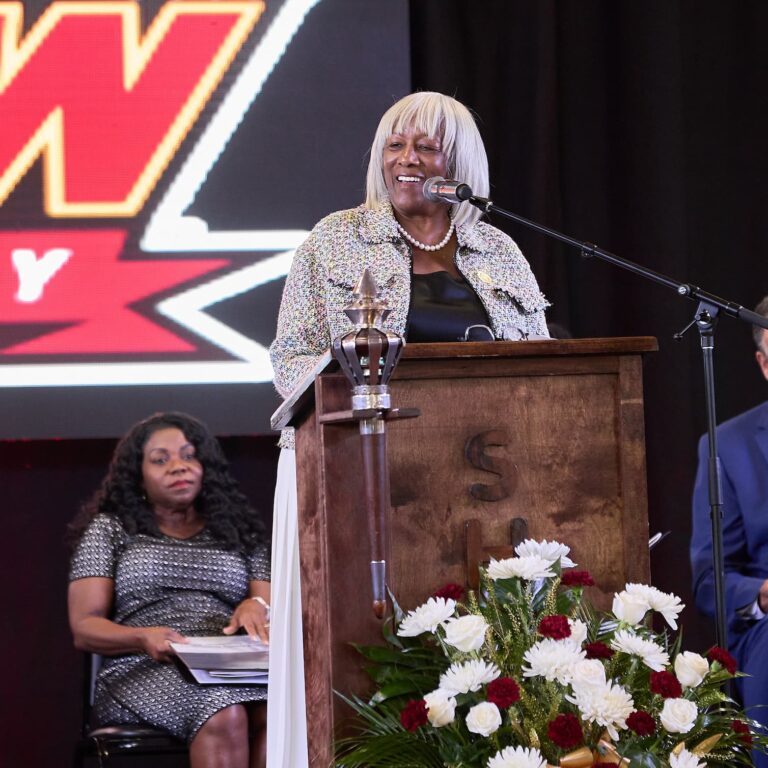 President speaking at podium